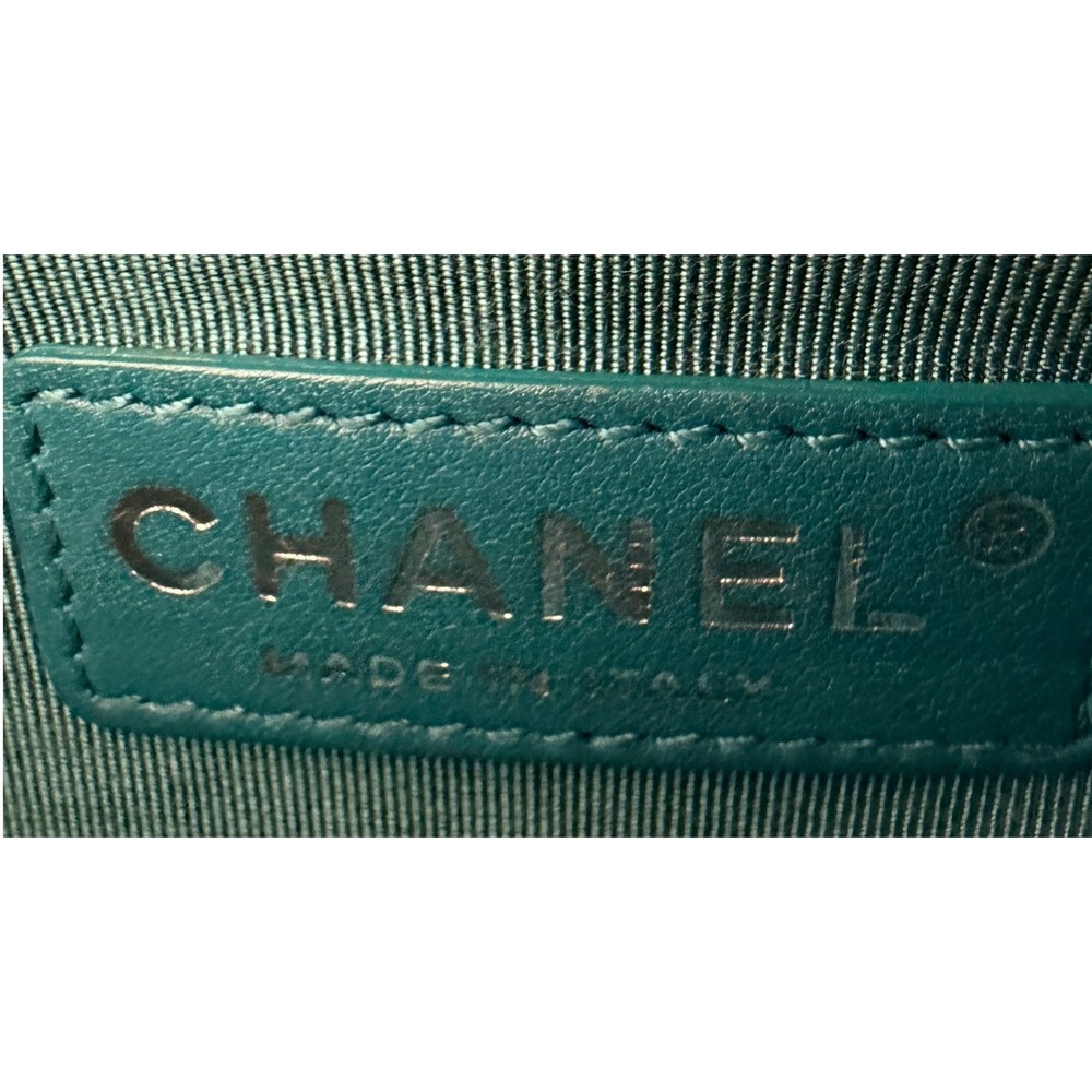 Chanel Boy Bag Small Teal Quilted Leather Ruthenium Chain Flap Crossbody - Picture 12 of 15